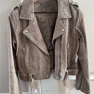 Blank NYC Taupe Suede Moto Jacket REAL LEATHER